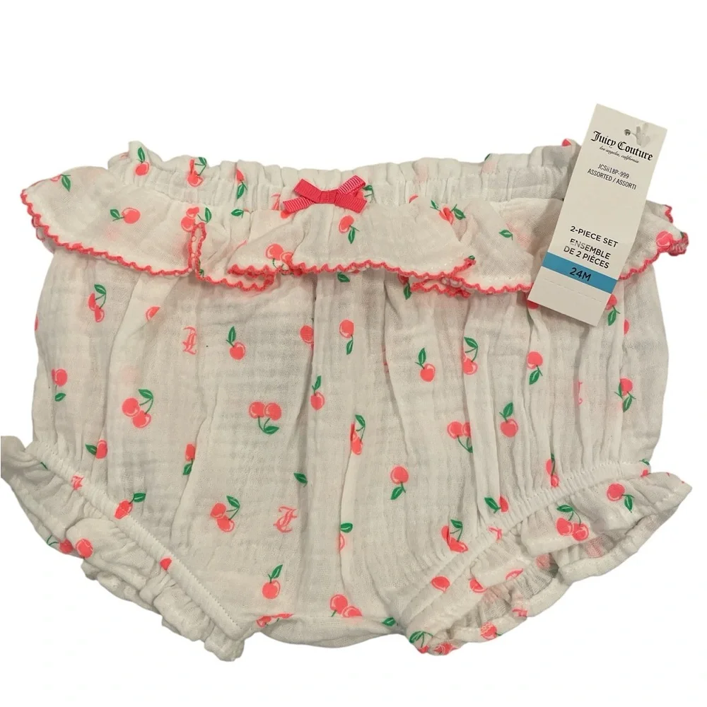 Juicy Couture Ruffle Trim Cherry Matching Set Girls Size 24M